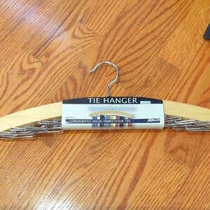 Richards Homewares Wooden Tie Hanger - Natural and Silver